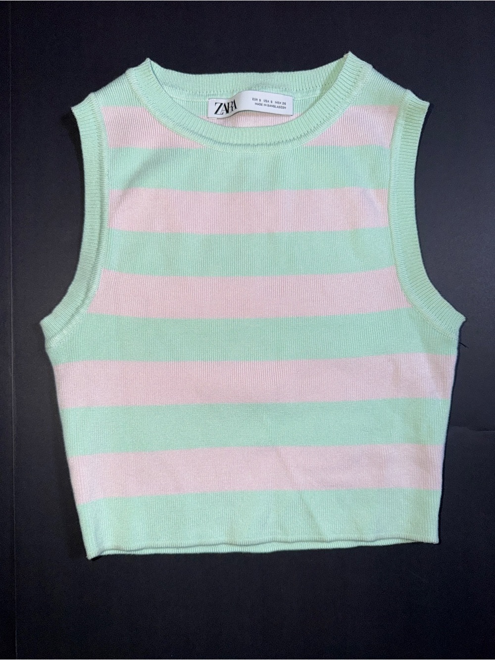 ZARA Mint Green & Pale Pink Striped Knit Tank